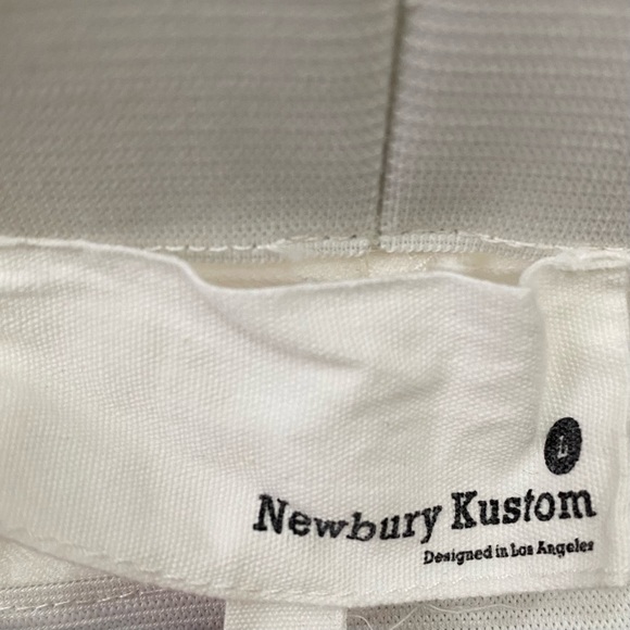 NEWBURY KUSTOM White Denim Raw Hem High Rise Wide Leg Flare Pull On Jeans Size L - Picture 11 of 13